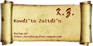 Kováts Zoltán névjegykártya